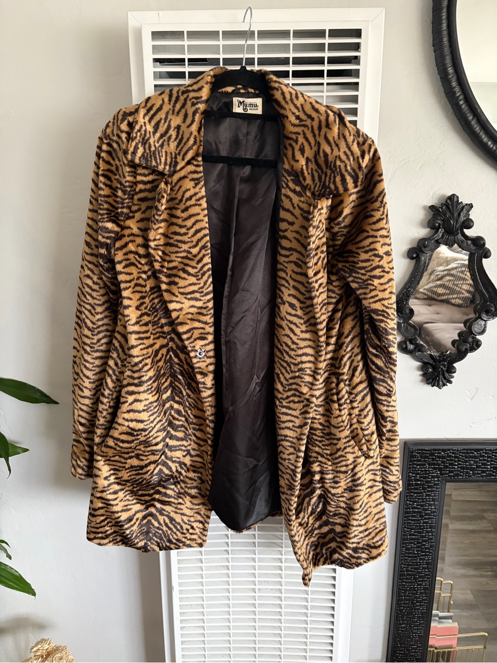 Show me your Mumu size medium animal -Print Faux Fur Coat - Brown/Black